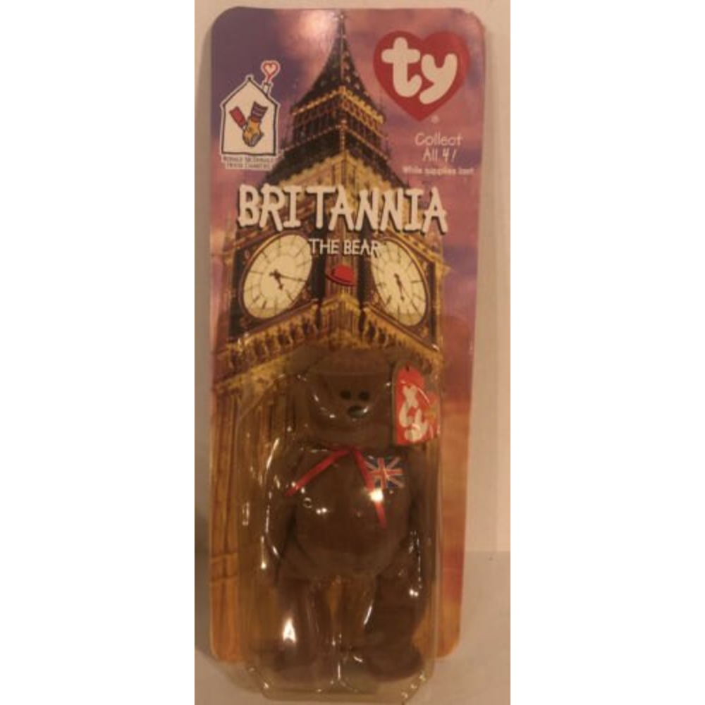 Mcdonalds TY Beanie Baby Britannia The Bear RARE WITH 2 TAG ERRORS Never Opened!